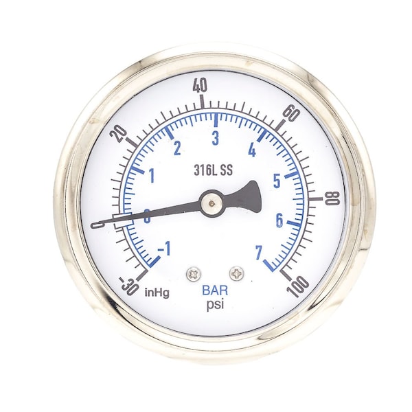 Pic Gauges 2 1/2 in Dial, 1/4 in NPT Male Center Back Location, Stainless Steel Case Material PRO-302D-254CE-01 - main